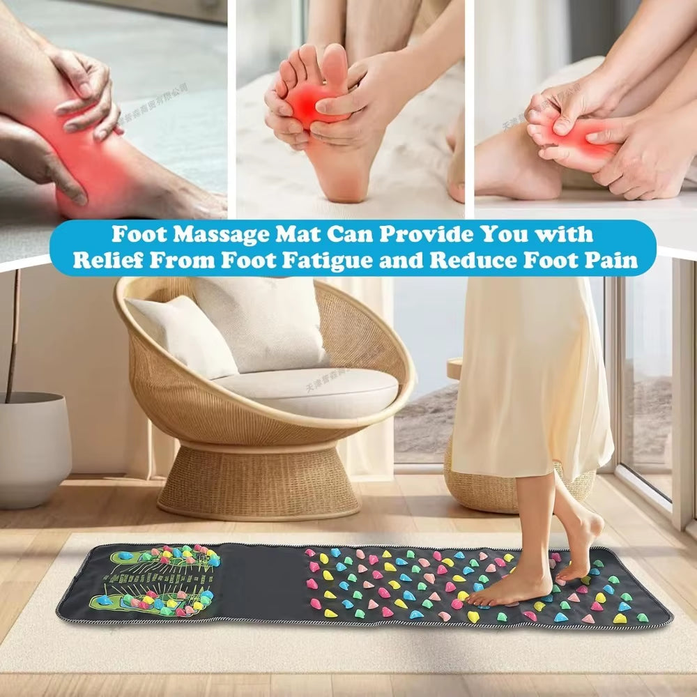 Foot Massage Mat Reflexology Walk Stone Road for Acupressure Foot Massage Acupoint Mat for Long Sitting Elderly Students Office