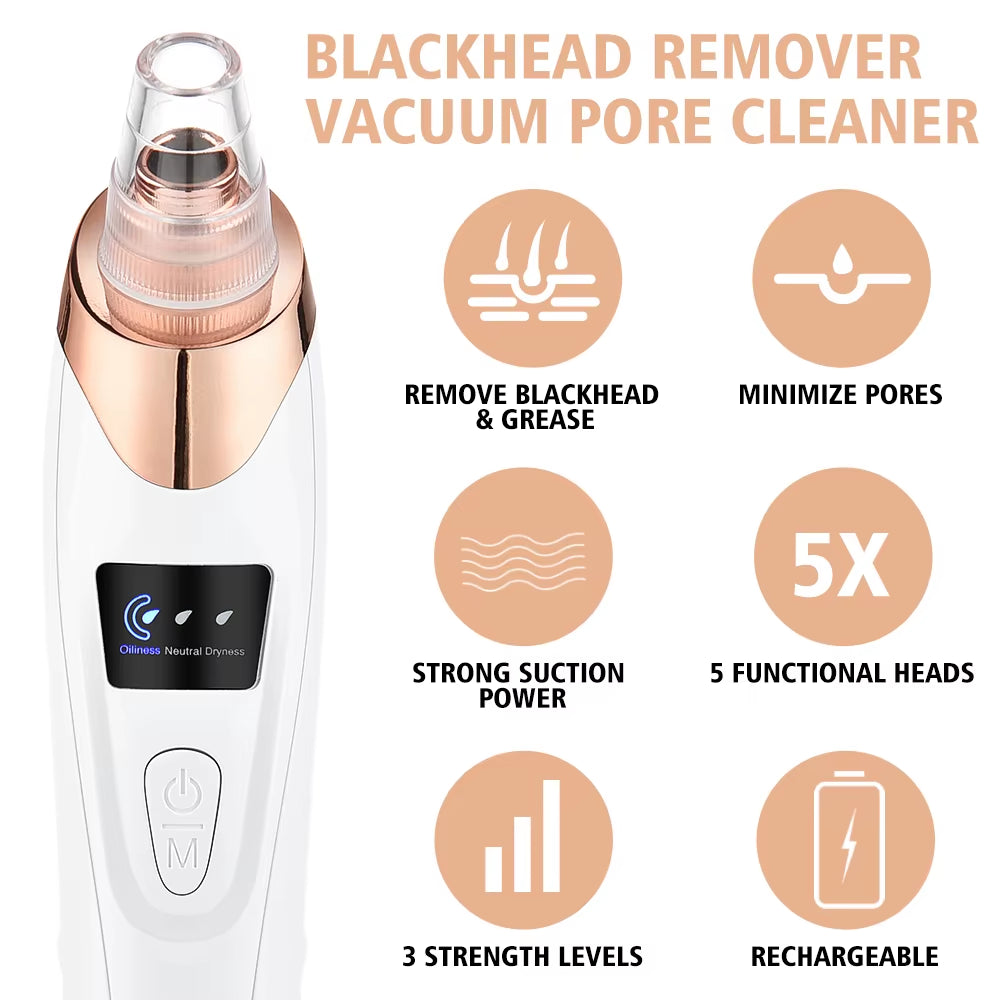 3 Suction Mode Blackhead Remover Face Cleansing Beauty Machine Dead Skin Remover Face Vacuum Blackhead Removal Skin Care Tool