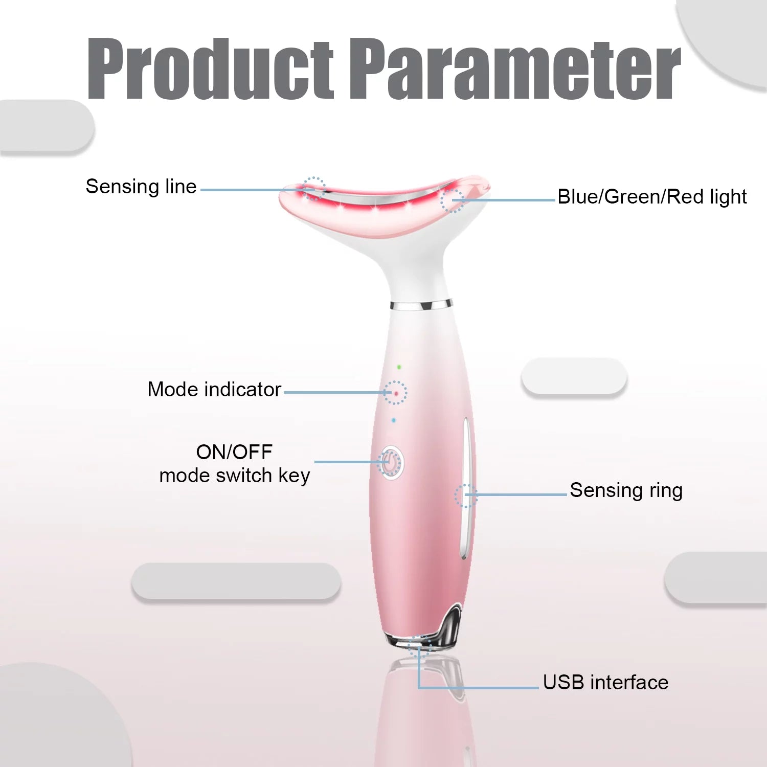 Skin Rejuvenation Beauty Device for Face and Neck Based Neck Lift on Triple Action LED, Thermal, and Vibration Technologies Lifts and Tightens Sagging Skin for a Radiant Appearance (Pink)