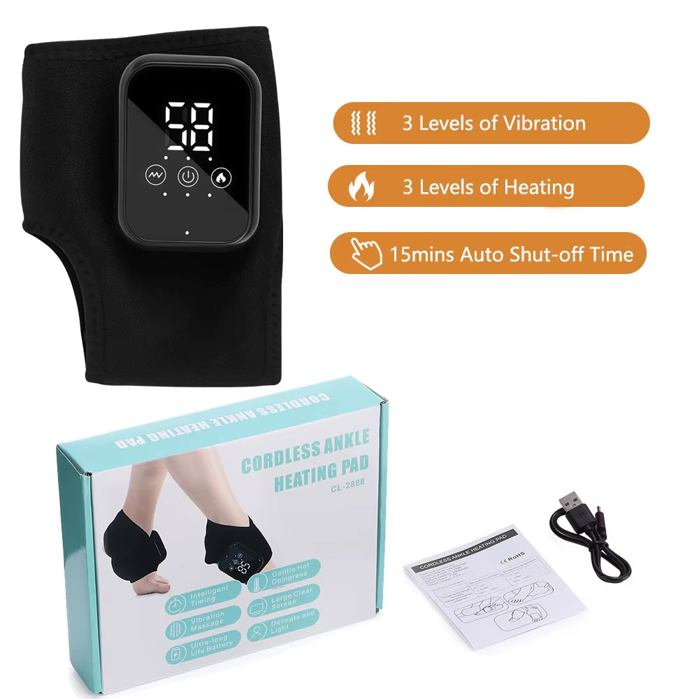 Electric Heat and Vibration Ankle Massager Infrared Hot Compress Therapy Ankle Massage Heated Wrap Support Brace Foot Protector