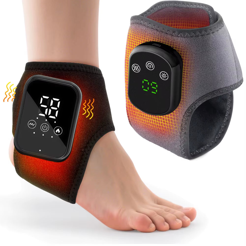 Electric Heat and Vibration Ankle Massager Infrared Hot Compress Therapy Ankle Massage Heated Wrap Support Brace Foot Protector
