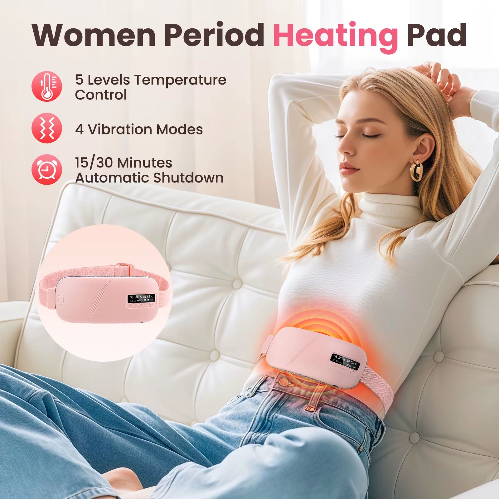 Portable Heating Pad Menstrual Heating Massager Belt Abdominal Belt Period Relief Thermal Massager Belly Warm Palace Belt