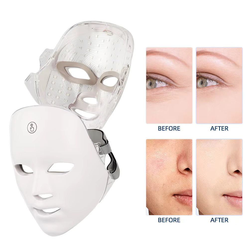 7-Color LED Light Therapy Facial Mask – Rechargeable Skin Rejuvenation Beauty Device with Multiple Modes"