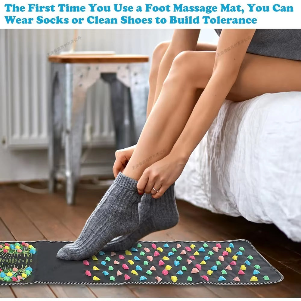 Foot Massage Mat Reflexology Walk Stone Road for Acupressure Foot Massage Acupoint Mat for Long Sitting Elderly Students Office