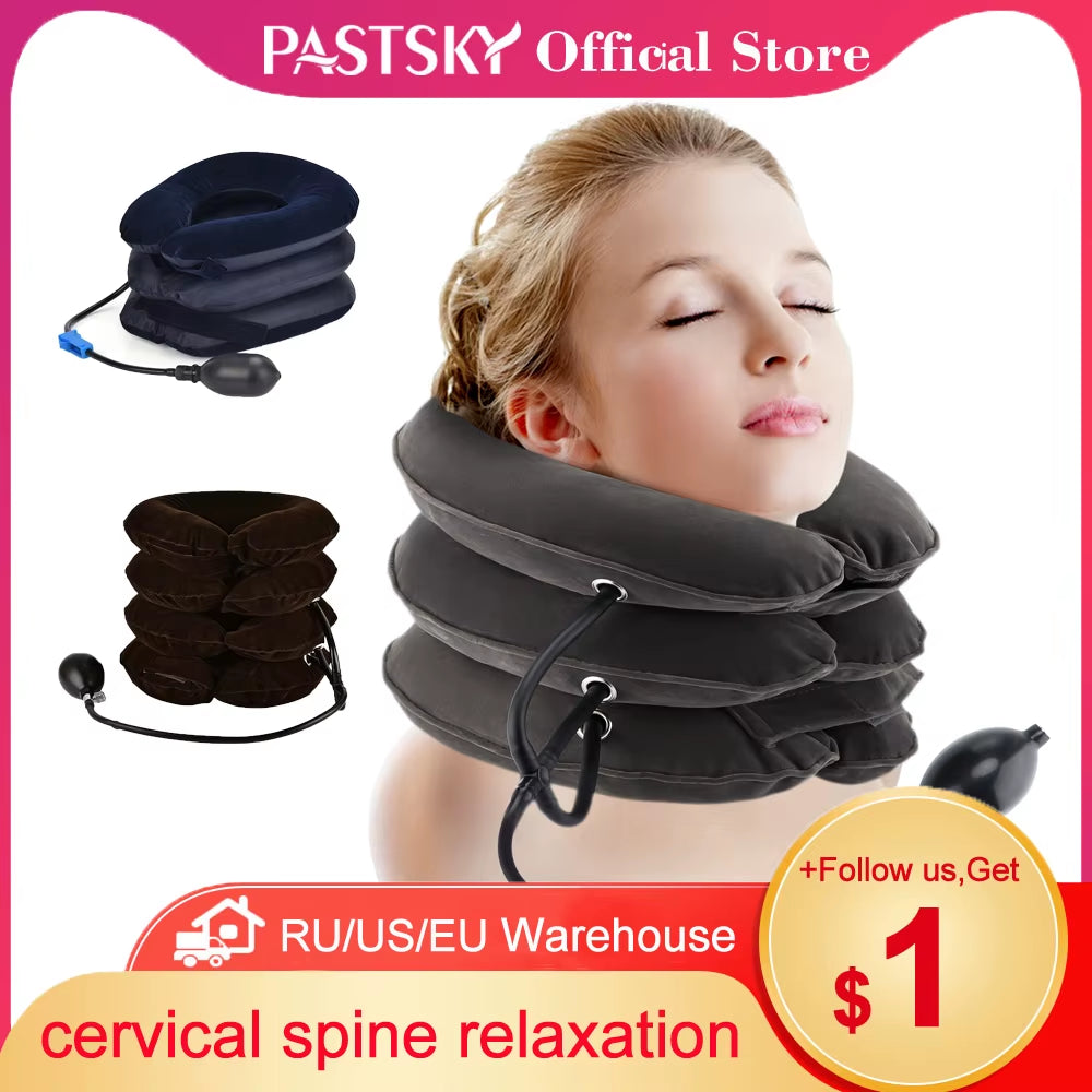 Neck Massager Cervical Support Pillow Air Pump Inflatable Collar Stretcher Brace 3 Layer Pain Relief Neck Ontlaster Traction